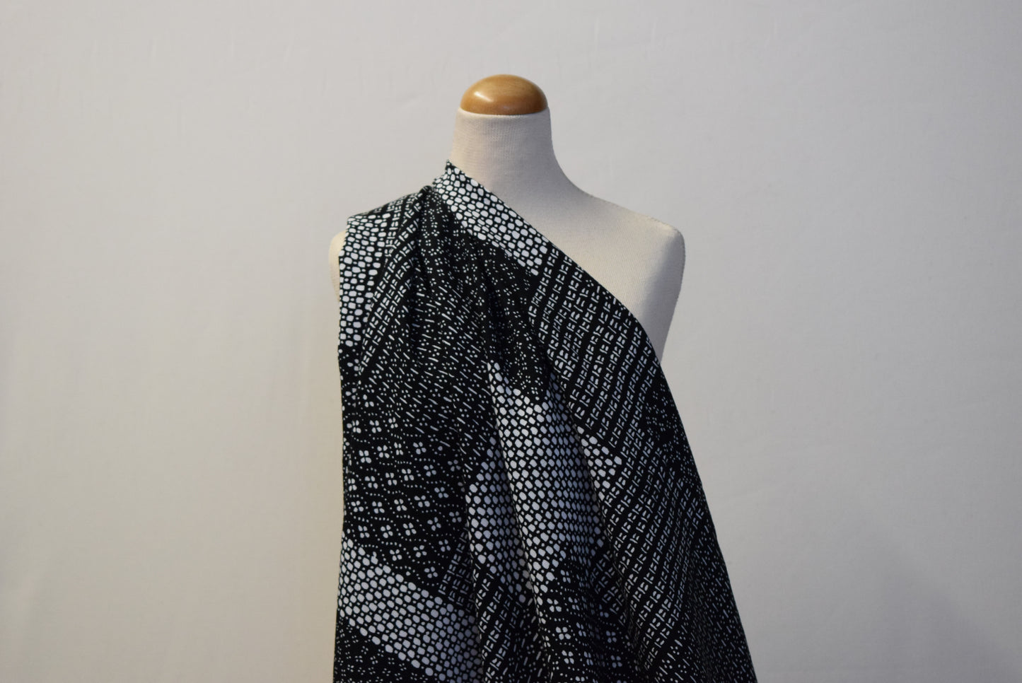 Black 'Sashiko' Print Twill