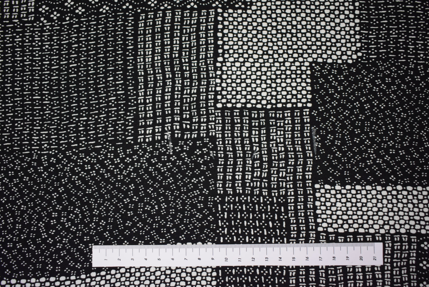 Black 'Sashiko' Print Twill