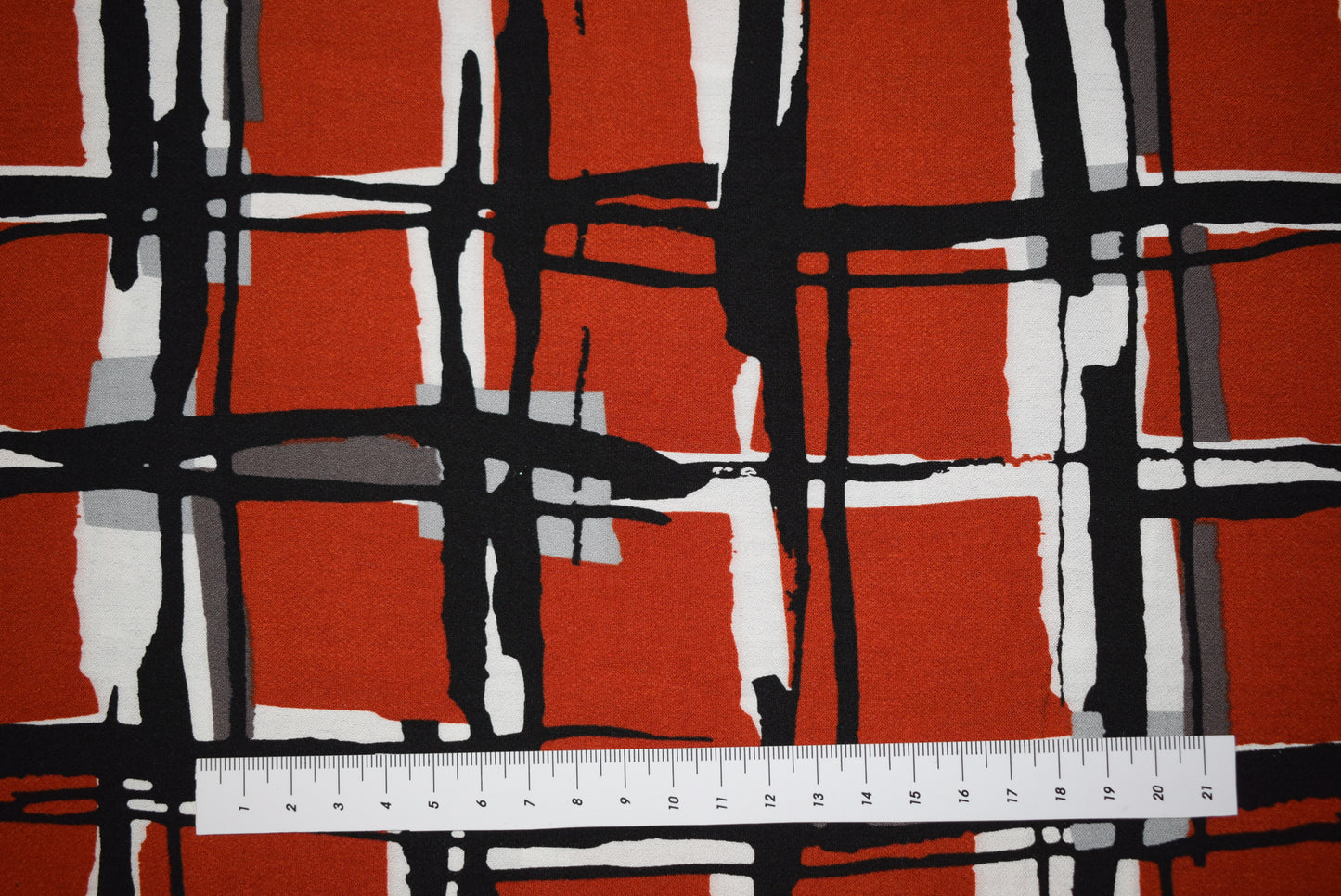 Abstract Check Crépe - Rust