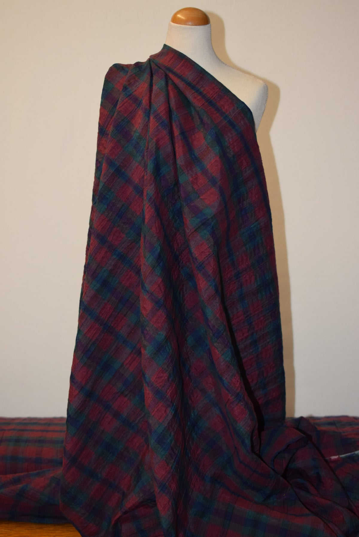 'Bordeaux' Crinkle Check