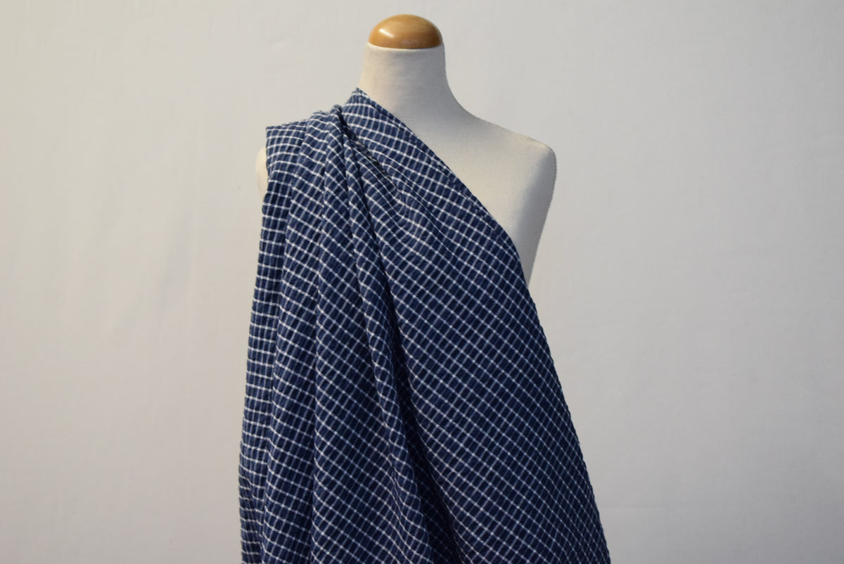Navy/White Crinkle Check