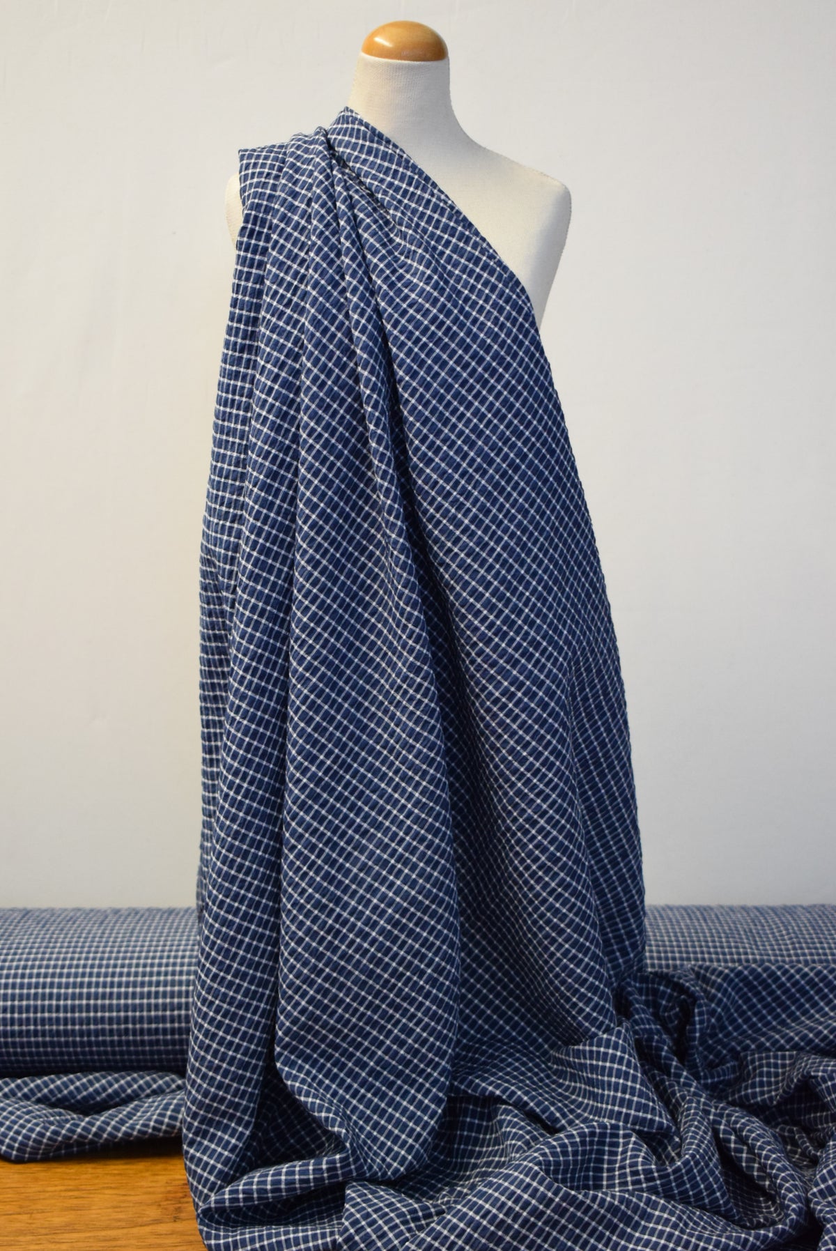 Navy/White Crinkle Check