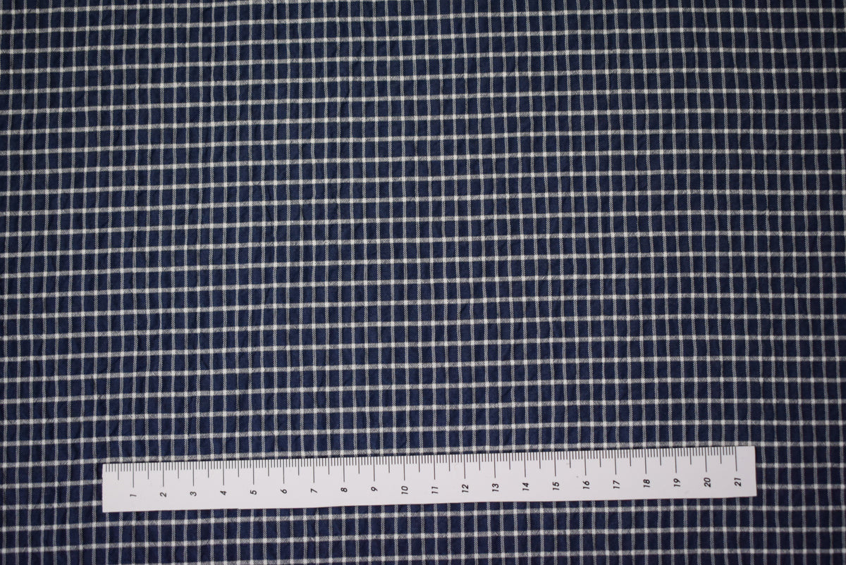 Navy/White Crinkle Check