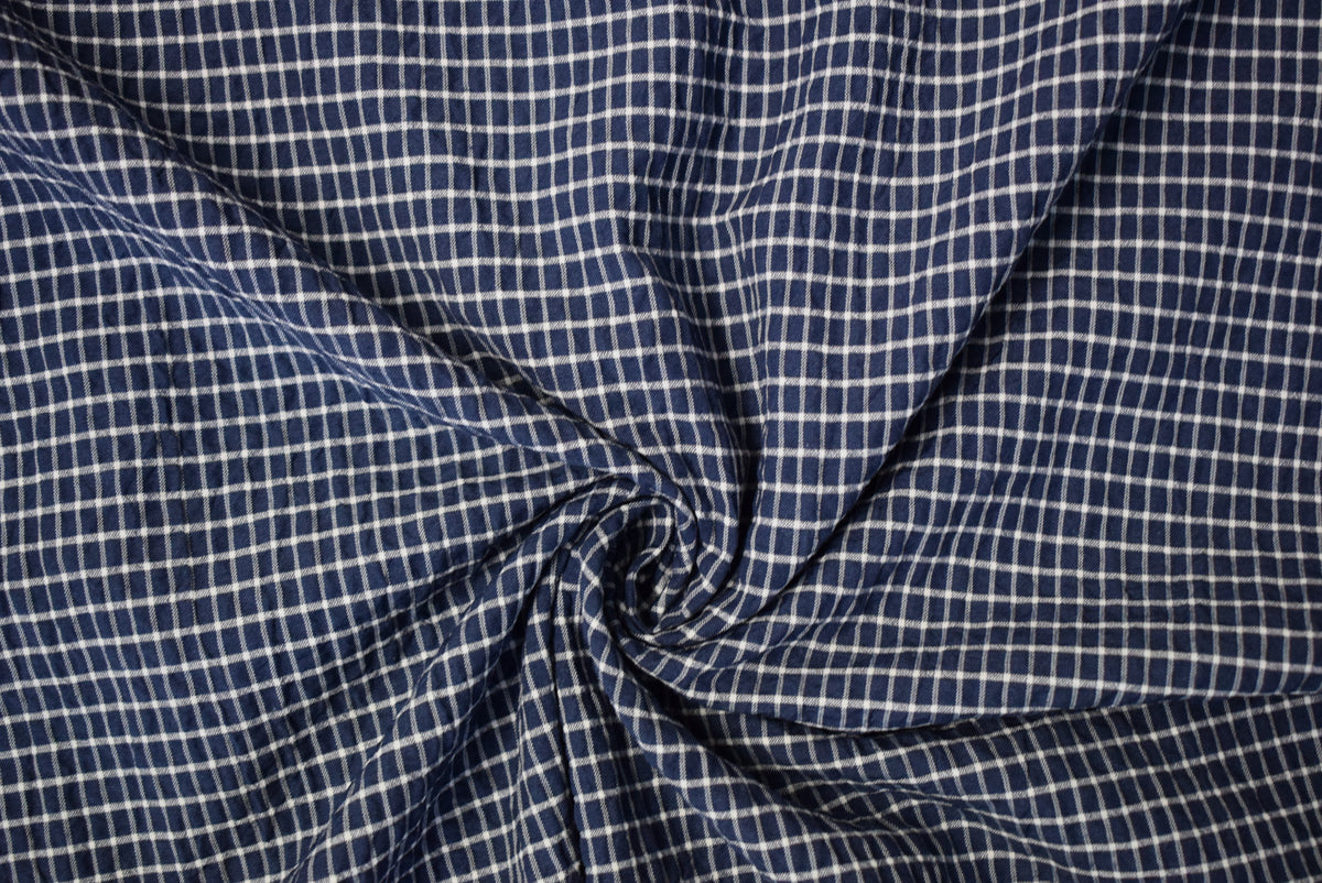 Navy/White Crinkle Check