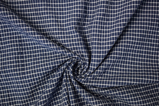 Navy/White Crinkle Check