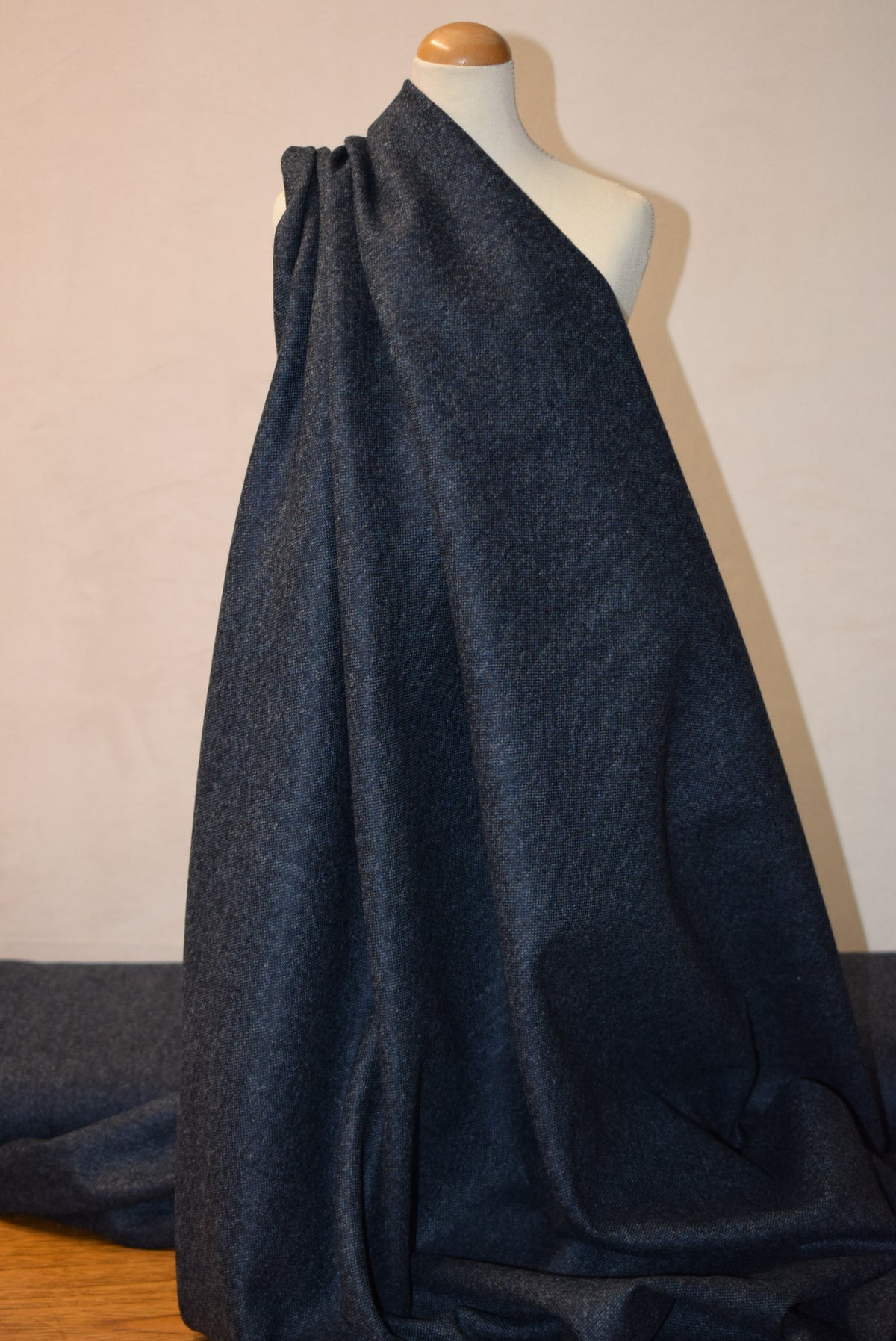 Dark Blue Merino Wool Tweed