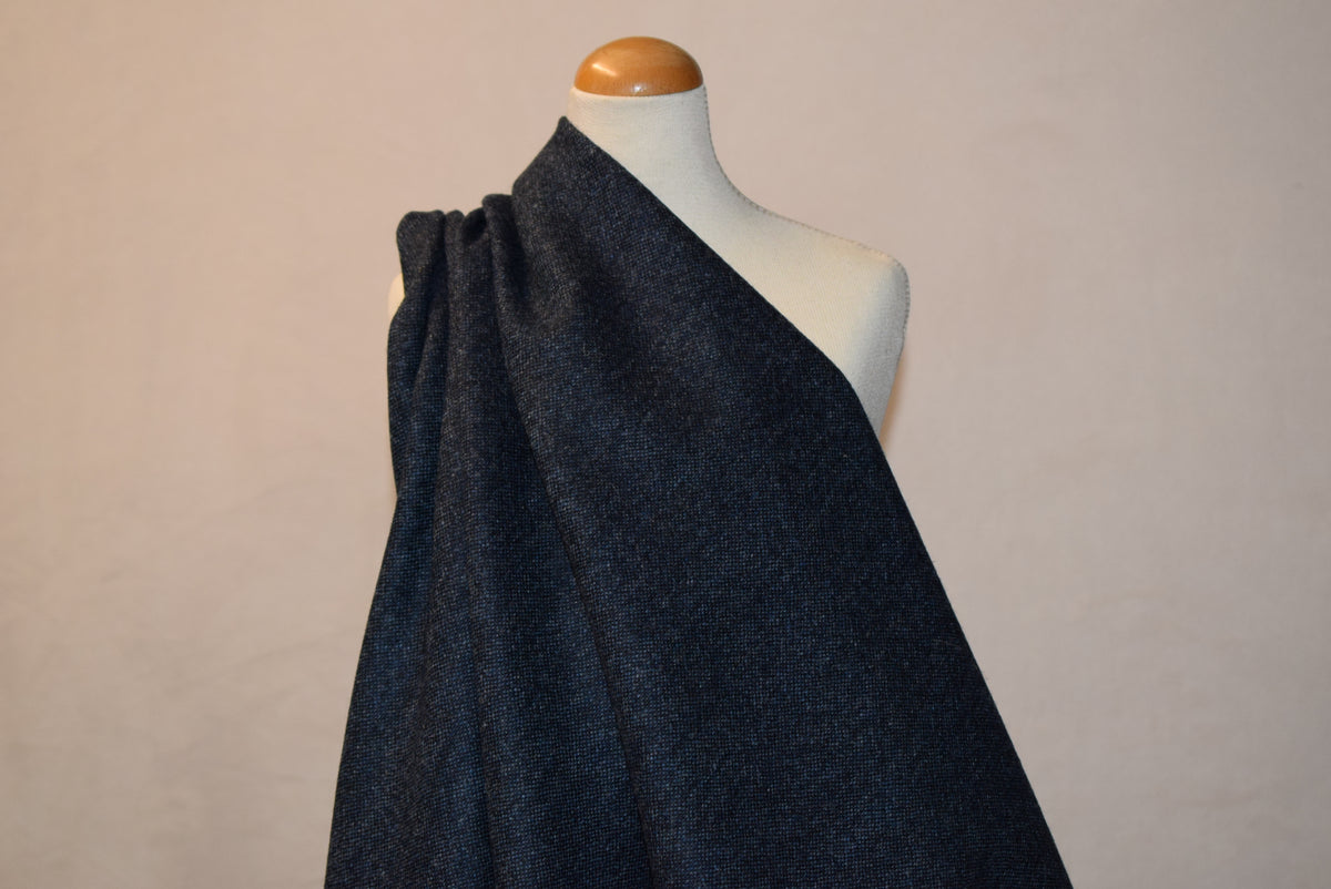Dark Blue Merino Wool Tweed