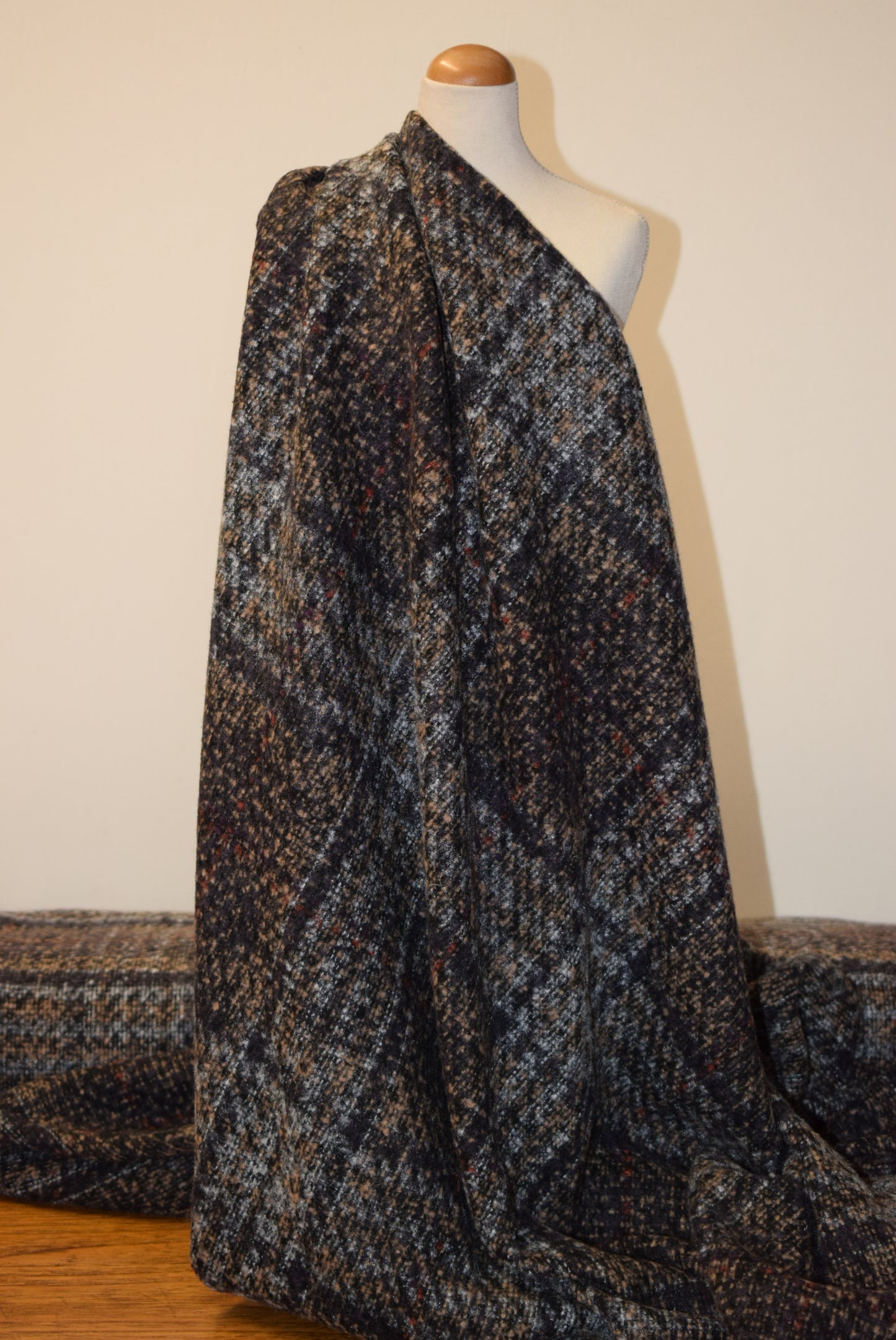 Bouclette Check - Mauve & Camel