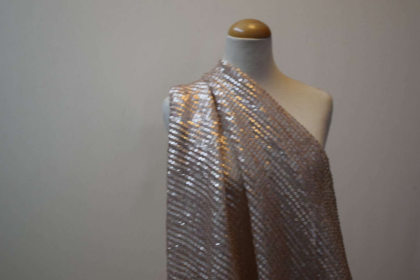 Champagne Sequins On Plisse Tulle