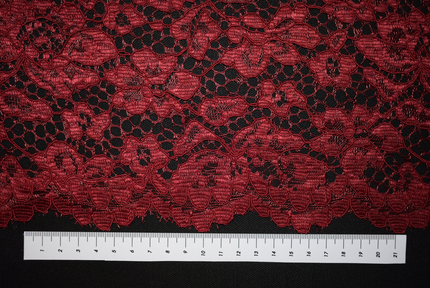 Double Flounce Corded Lace - Maroon