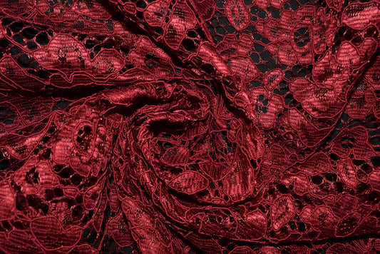 Double Flounce Corded Lace - Maroon