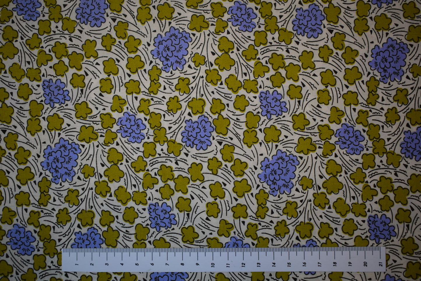 Ochre/Lavender Printed Lawn