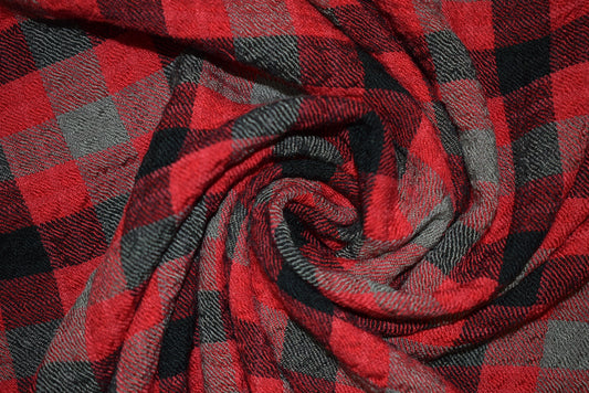 Crinkle Check - Red/Black