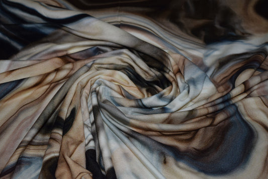 'Coffee Swirl' Viscose Jersey