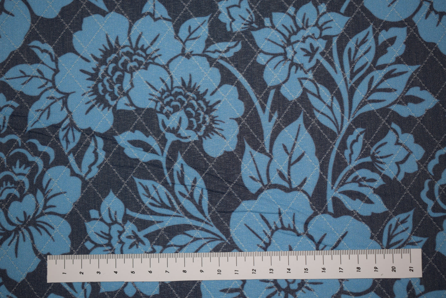 Blue Floral Faux Quilt