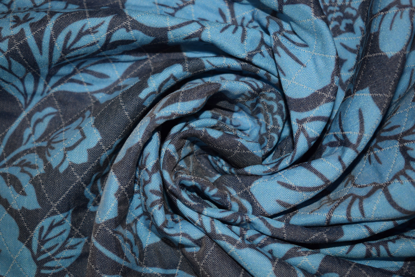 Blue Floral Faux Quilt