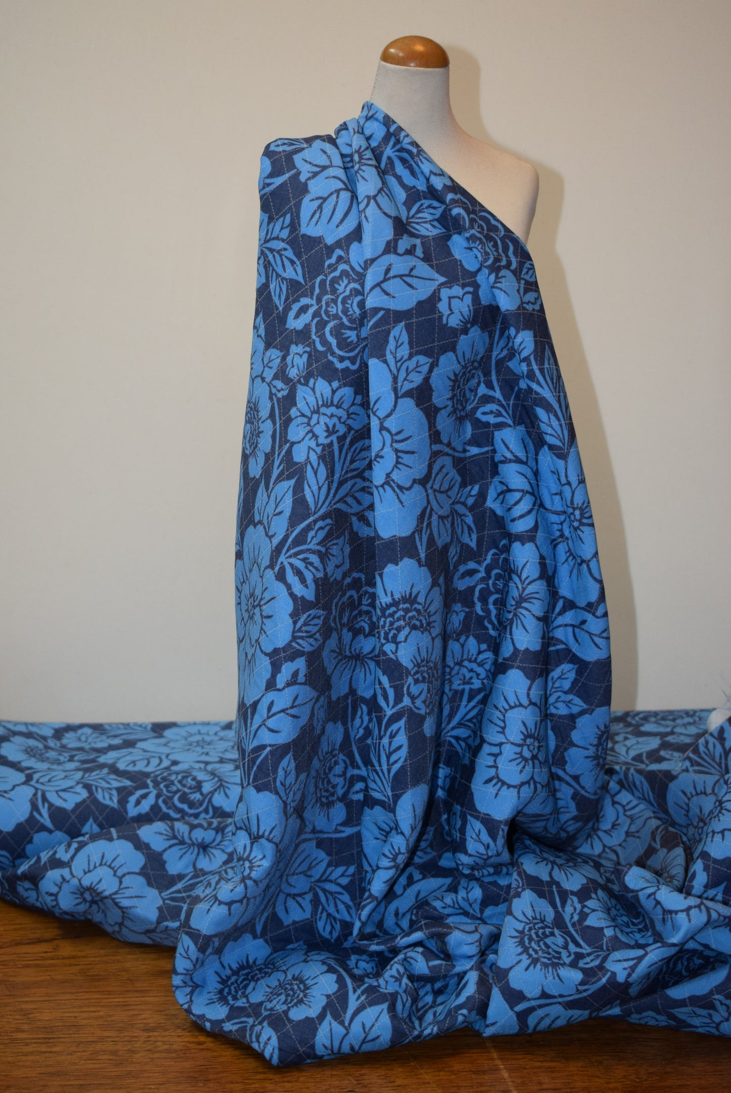 Blue Floral Faux Quilt