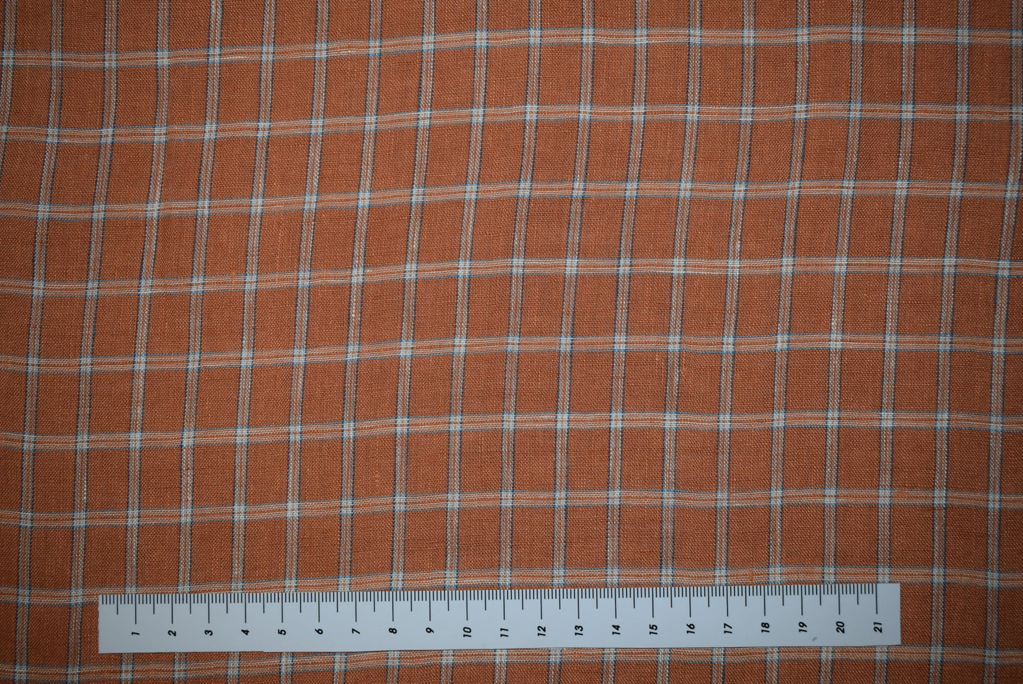 'Rimini' Linen Check - Quince