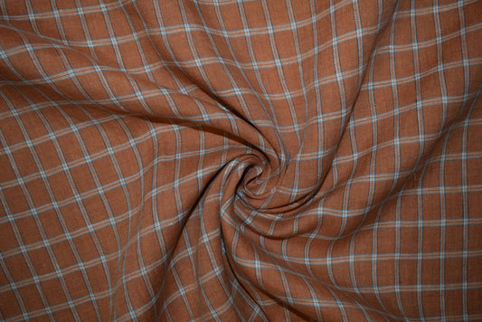'Rimini' Linen Check - Quince