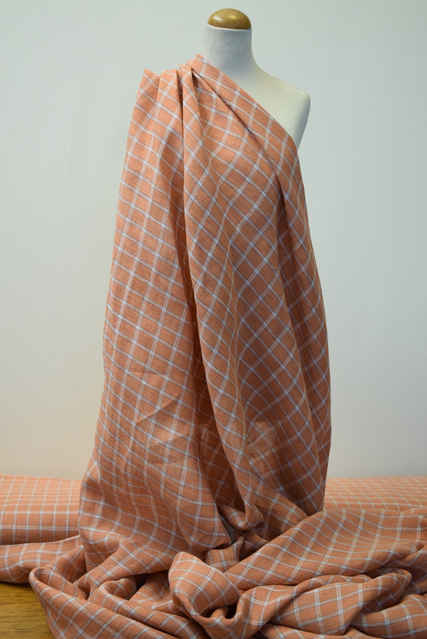 'Rimini' Linen Check - Quince