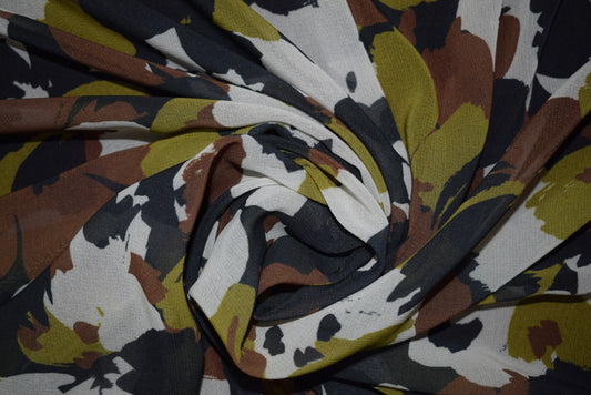 Camo Flower Georgette - Moss