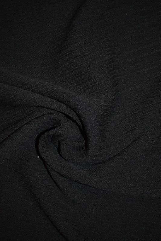 Black Silk Herringbone Plissé
