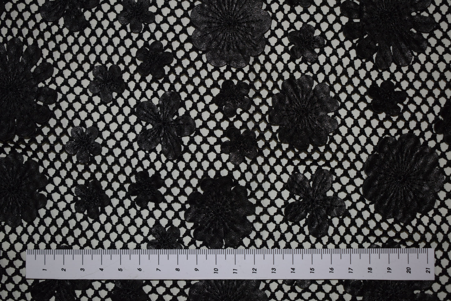 Black Applique Flowers On Mesh