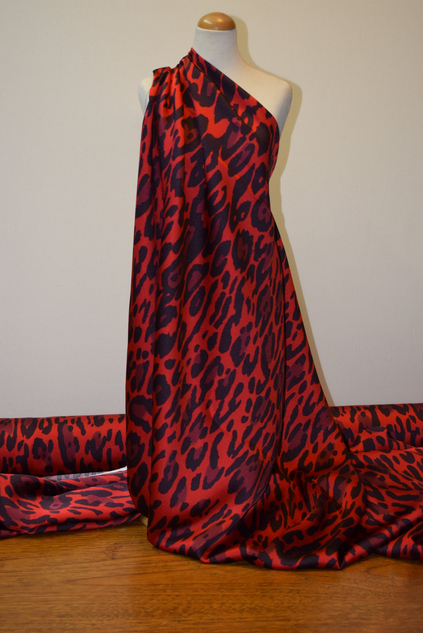 'Red Leopard' Satin