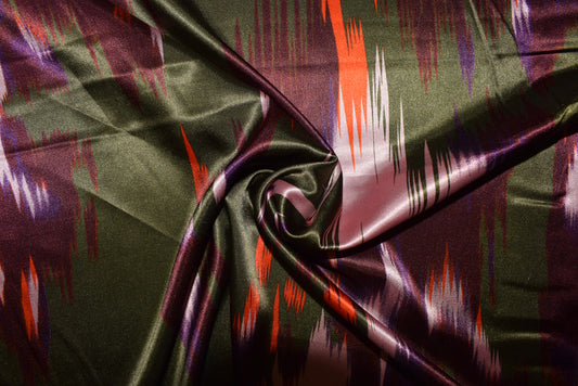 Olive & Purple 'Ikat' Satin