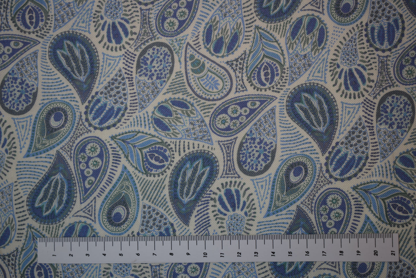 Blue Paisley Print Twill