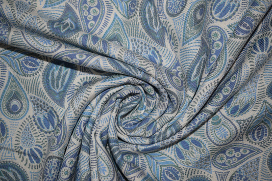 Blue Paisley Print Twill