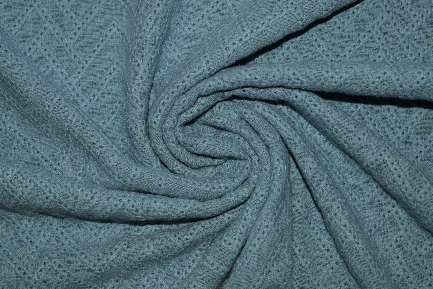 Chevron Embroidered Slub Cotton