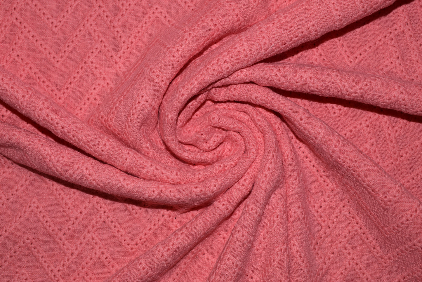 Chevron Embroidered Slub Cotton