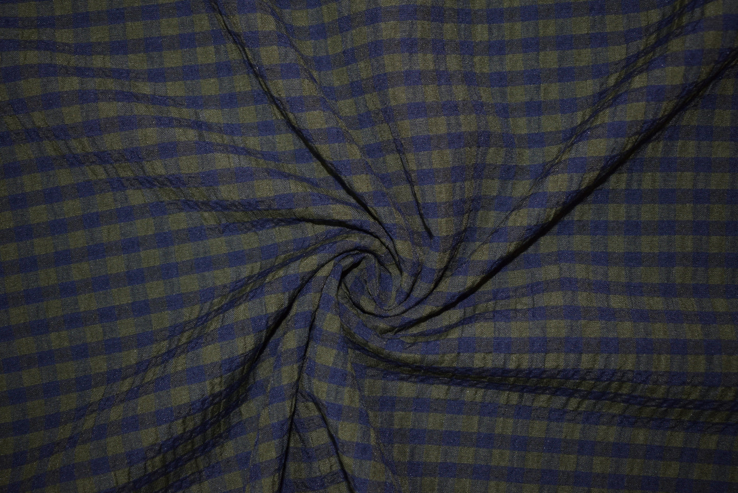 'Rowan' Seersucker - Moss & Navy (Fabric Godmother Collection)