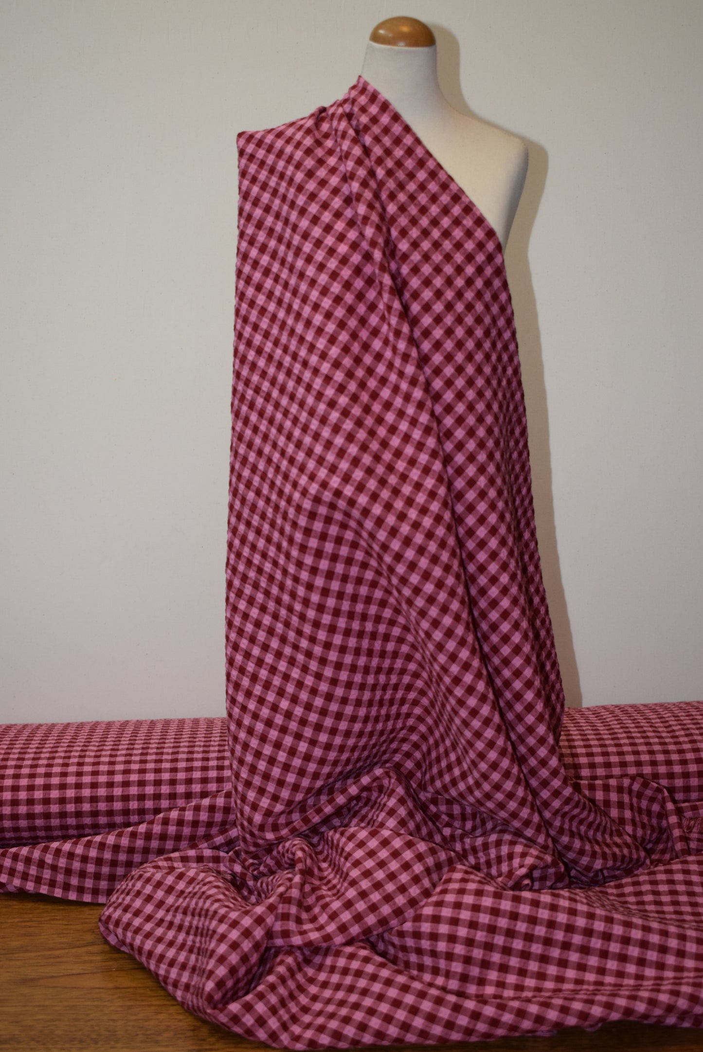 'Rowan' Seersucker - Moss & Navy (Fabric Godmother Collection)