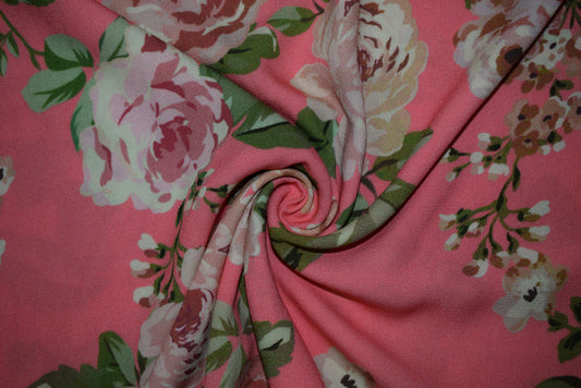 'Brigitte' Vintage Crépe - Coral (Fabric Godmother Collection)