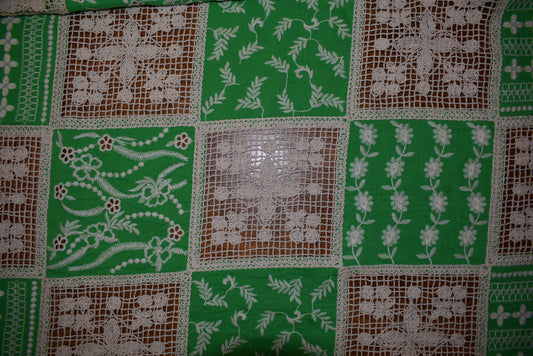 Apple Green Embroidery/Mesh Patchwork