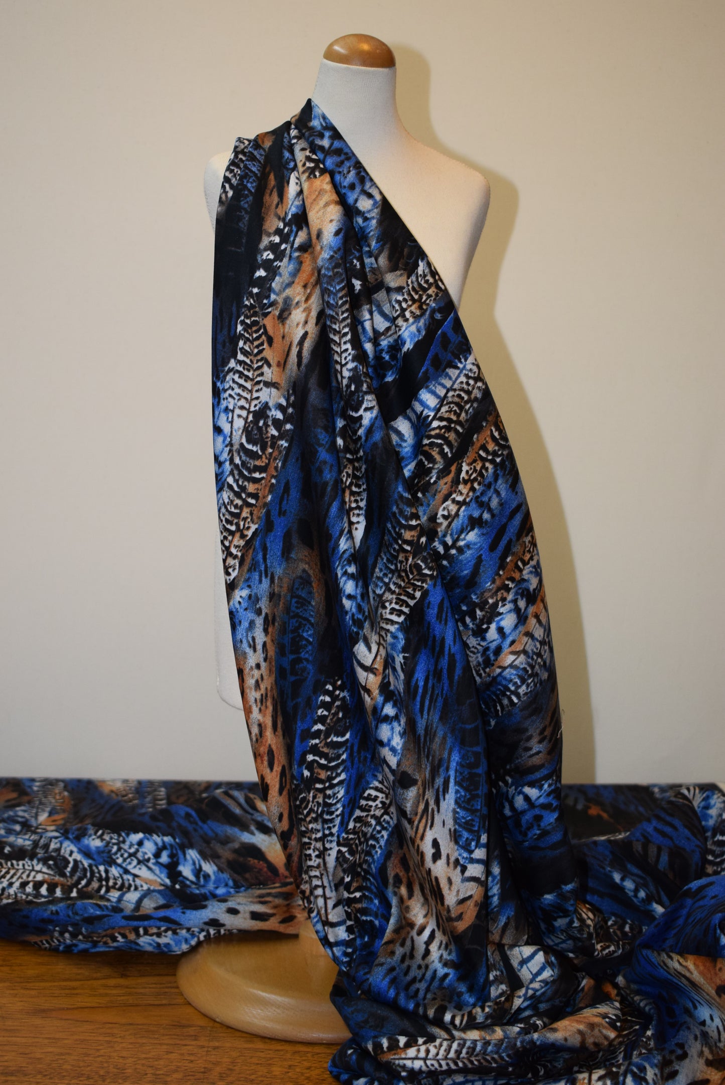 'Blue Feathers' - Stretch Sateen