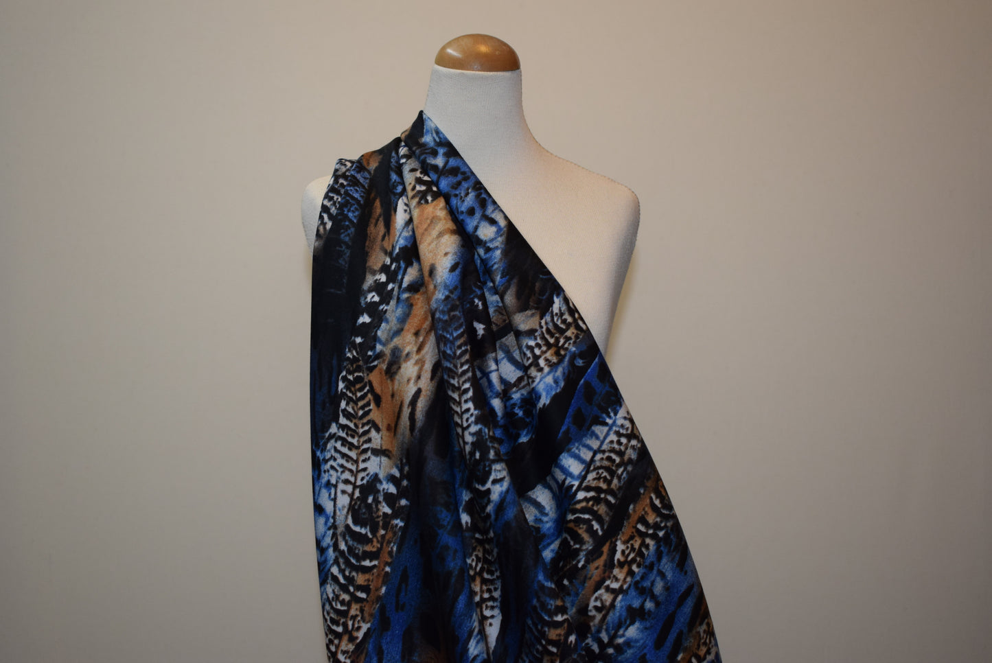 'Blue Feathers' - Stretch Sateen