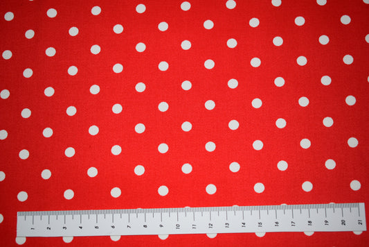 White spot on red stretch sateen