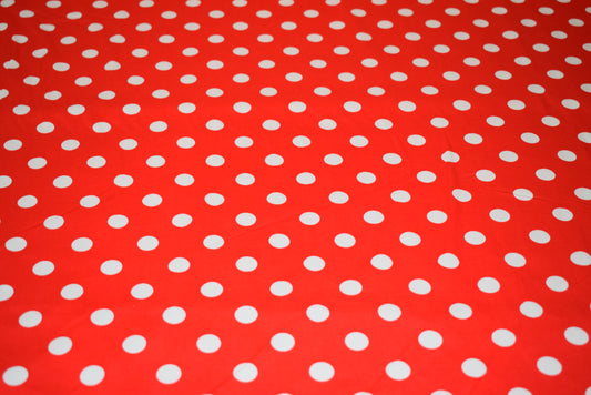 White Spot On Red Stretch Sateen