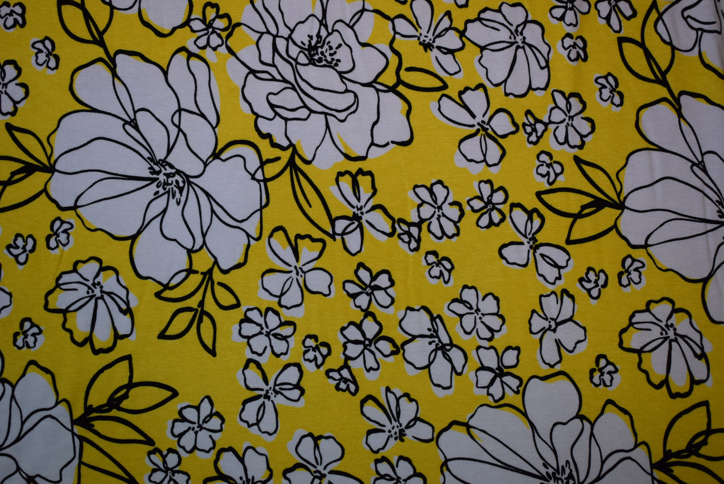 'Outline' Floral Jersey - Yellow