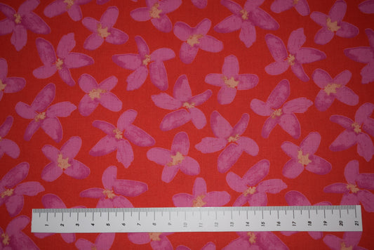 'Clarissa' pima lawn - pink on red